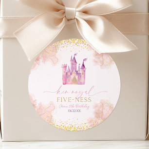 Sticker Rond Son Royal Five-Ness Princess 5th Birthday Party