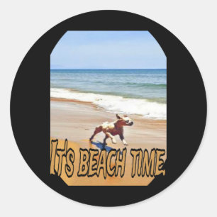 Sticker Rond Son temps de plage