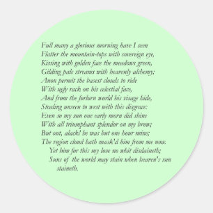 Sticker Rond Sonnet # 33 par William Shakespeare