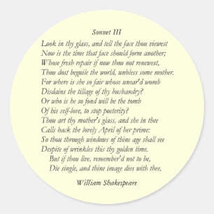 Sticker Rond Sonnet # 3 par William Shakespeare