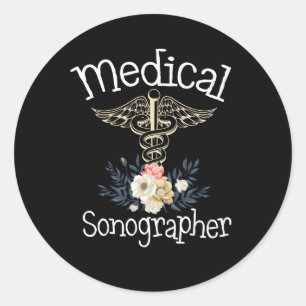 Sticker Rond Sonographe Médicale mignon Sonographie Cadeau