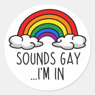 Sticker Rond SONS GAY JE SUIS EN T-shirt