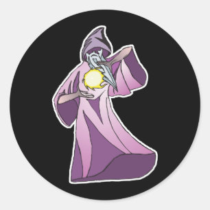 Sticker Rond sorcier magicien avec boule de cristal