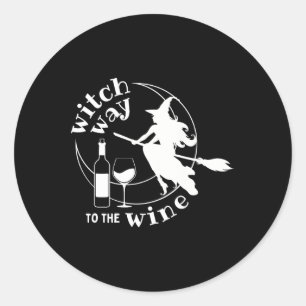 Sticker Rond Sorcière Au Vin Halloween Witchy Femmes Drôle