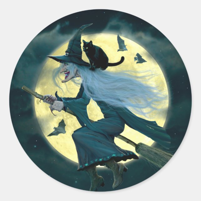 Sticker Rond sorcière de chambre (Devant)