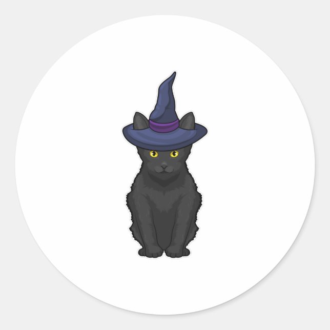Sticker Rond Sorcière de chat (Devant)