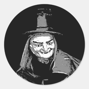Sticker Rond Sorcière de Halloween dans l'étiquette laide de