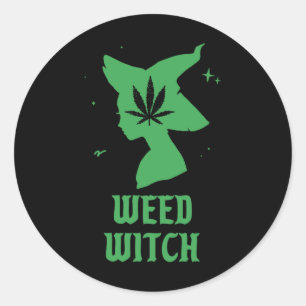 Sticker Rond Sorcière de mauvaises herbes Vibes Éffrayantes Hal