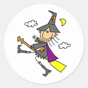 Sticker Rond Sorcière d'Halloween en chambre