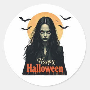 Sticker Rond Sorcière gothique d'Halloween