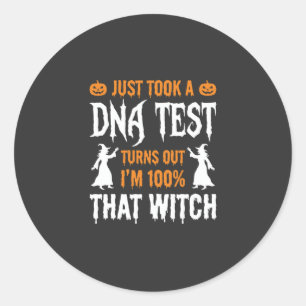 Sticker Rond Sorcière graphique de test ADN d'Halloween drôle