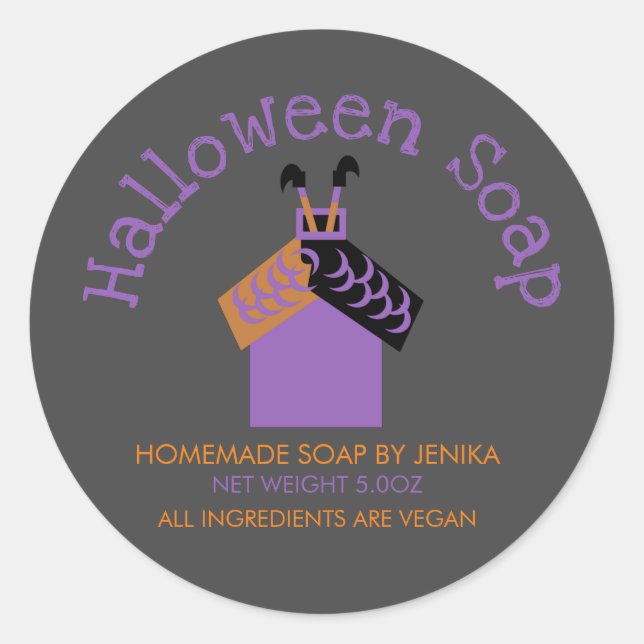 Sticker Rond Sorcière Pieds Halloween Savon Maison d'affaires (Devant)