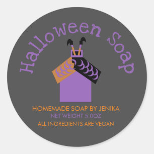 Sticker Rond Sorcière Pieds Halloween Savon Maison d'affaires