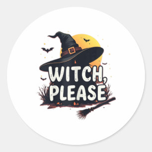 Sticker Rond Sorcière S'Il Vous Plaît