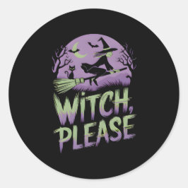 Sticker Rond Sorcière S'Il Vous Plaît | Festival d'Halloween