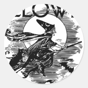 Sticker Rond Sorcière vintage Halloween