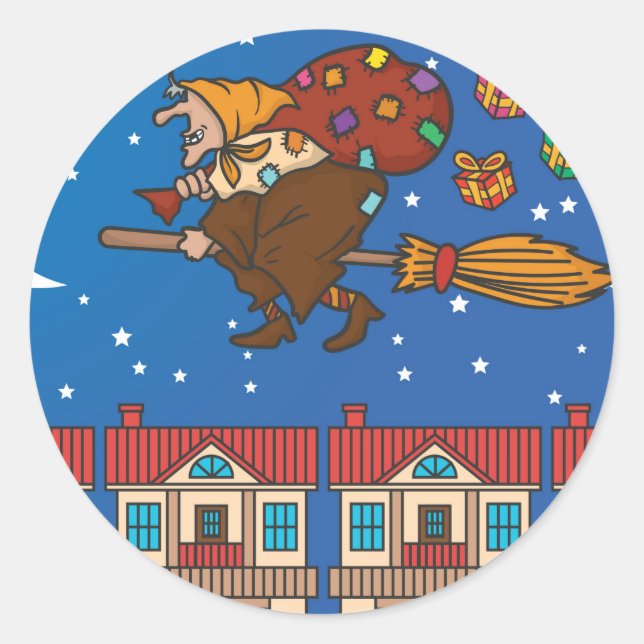 Sticker Rond sorcière xmas Befana (Devant)