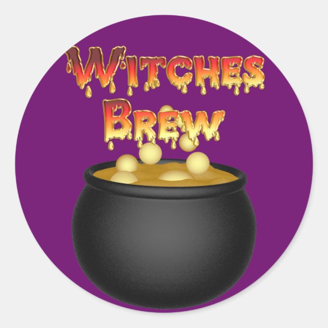 Sticker Rond Sorcières KRW Brew Cauldron Halloween (Devant)
