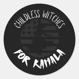 Sticker Rond Sorcières sans enfants pour Kamala Drapeau Hallowe
