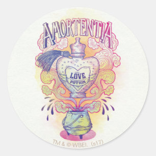 Sticker Rond Sort Harry Potter   Flacon de philtre d'amour Amor
