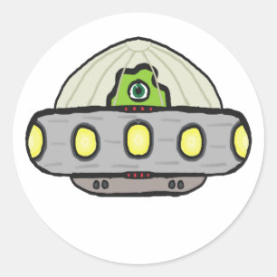 Sticker Rond Soucoupe volante