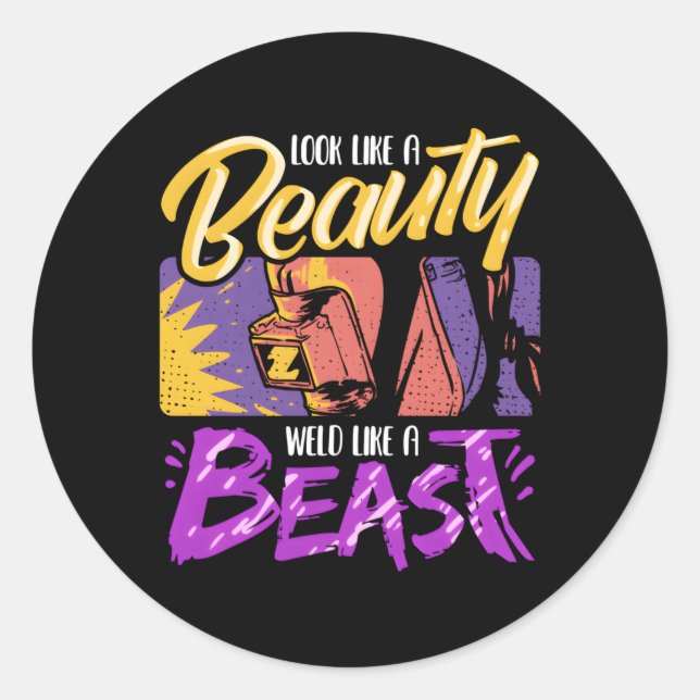 Sticker Rond Souder Femme Souder Beauté Souder Comme Un Meilleu (Devant)