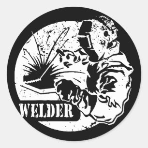 Sticker Rond Souder Métal Travailleur Masque Étincelles Torche 