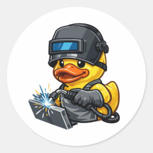 Sticker Rond Soudeur Canard en Caoutchouc