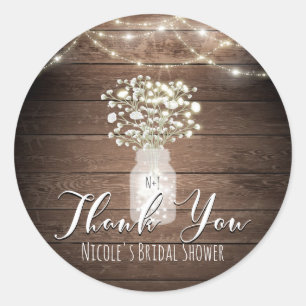 Sticker Rond Souffle de Bébé & Lumières Faveur de Mariage Rusti