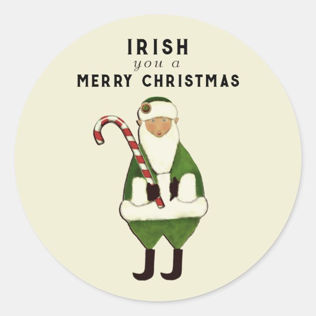 Sticker Rond Souhait de Noël irlandais (Devant)