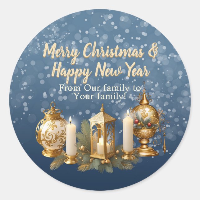 Sticker Rond Souhaite de Noël personnalisable (Devant)