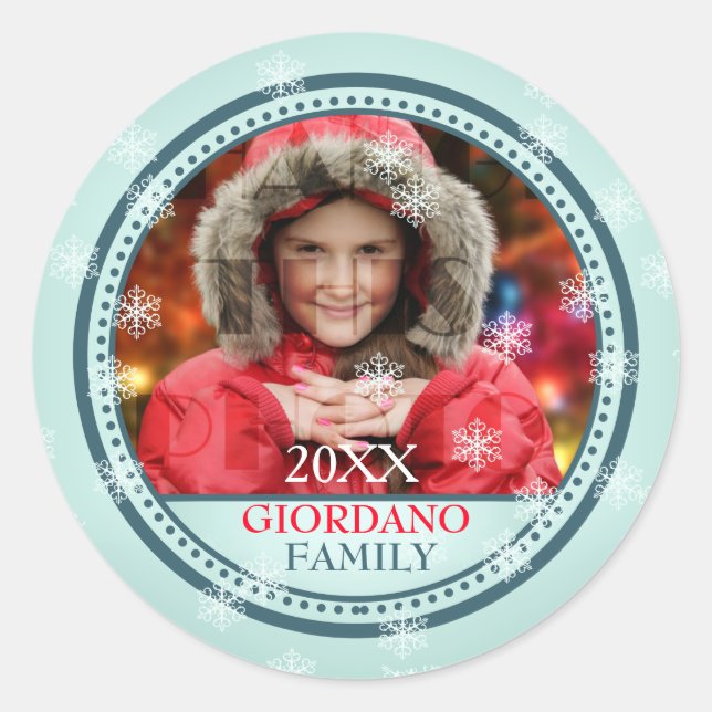 Sticker Rond Souhaitez-Vous Un Joyeux Cadre Photo De Noël (Devant)