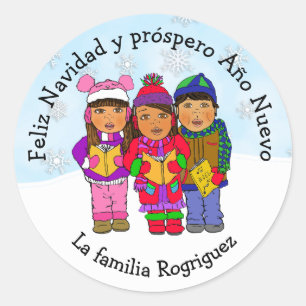 Sticker Rond Souhaitez-vous un joyeux Noël Caroleurs Personnali