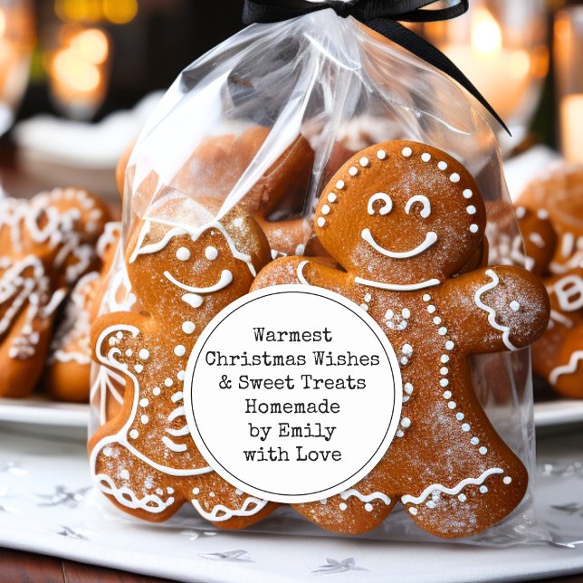 Sticker Rond Souhaits de Noël Sweet Traitements par Nom Favor (for your homoemade treats)