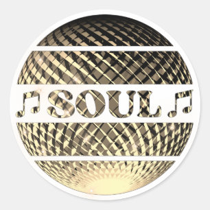 Sticker Rond Soul musique disco boule or