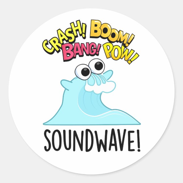 Sticker Rond Sound Wave Funny Ocean Pun (Devant)