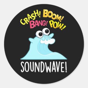 Sticker Rond Sound Wave Funny Ocean Pun Dark BG
