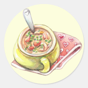 Sticker Rond Soupe de nouilles de poulet