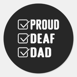 Sticker Rond Sourd Papa Asl Geste Mains Sourde Sensibilisation