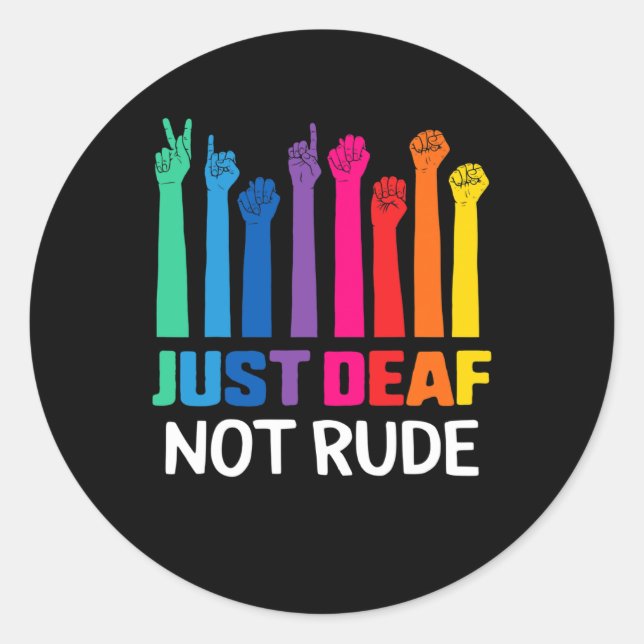 Sticker Rond Sourde Non Rude Sourde Sensibilisation Yellow Ribb (Devant)