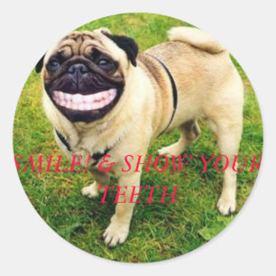 Sticker Rond sourient et montrent à vos dents l'autocollant