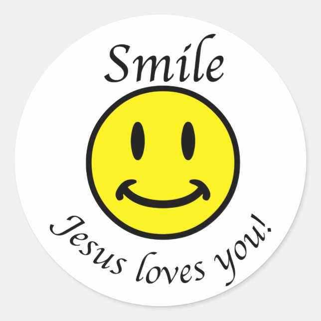 Sticker Rond Souriez, Jésus vous aime (Devant)