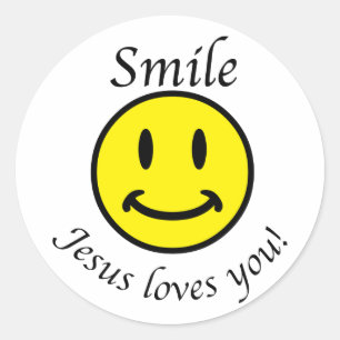 Sticker Rond Souriez, Jésus vous aime