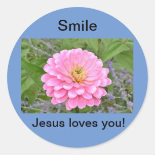 Sticker Rond Souriez Jésus vous aime