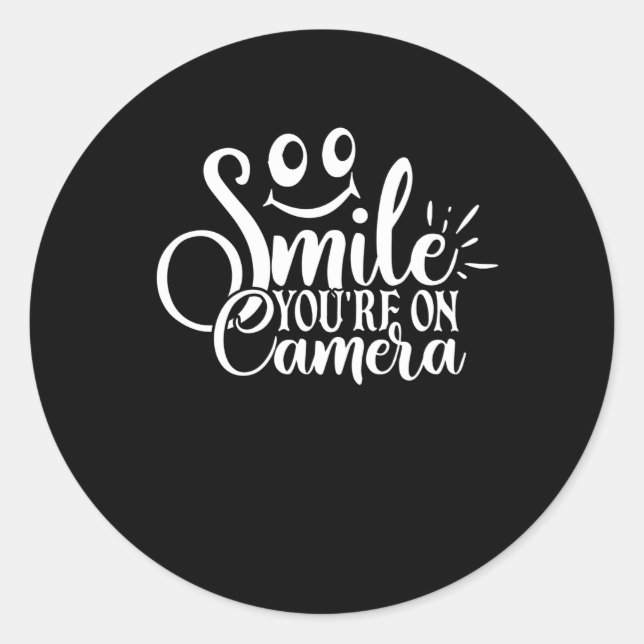 Sticker Rond souriez que vous êtes filmé (Devant)