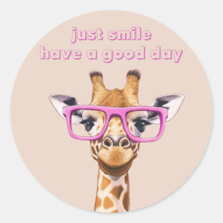 Sticker Rond Souriez simplement, passez une bonne journée, gira