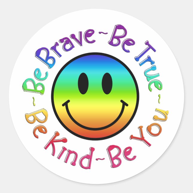 Sticker Rond Sourire Happy Face Emoji Encouragement Support (Devant)