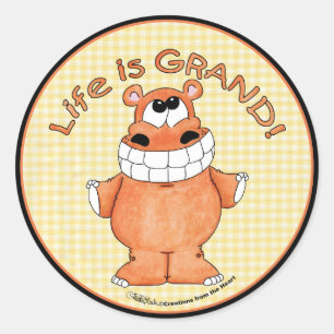 Sticker Rond Sourire hippo-vie est grand