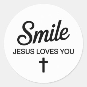 Sticker Rond Sourire Jésus t'aime