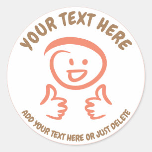 Sticker Rond Sourire / Rire Emoji Visage Pouce Haut. Modèle.